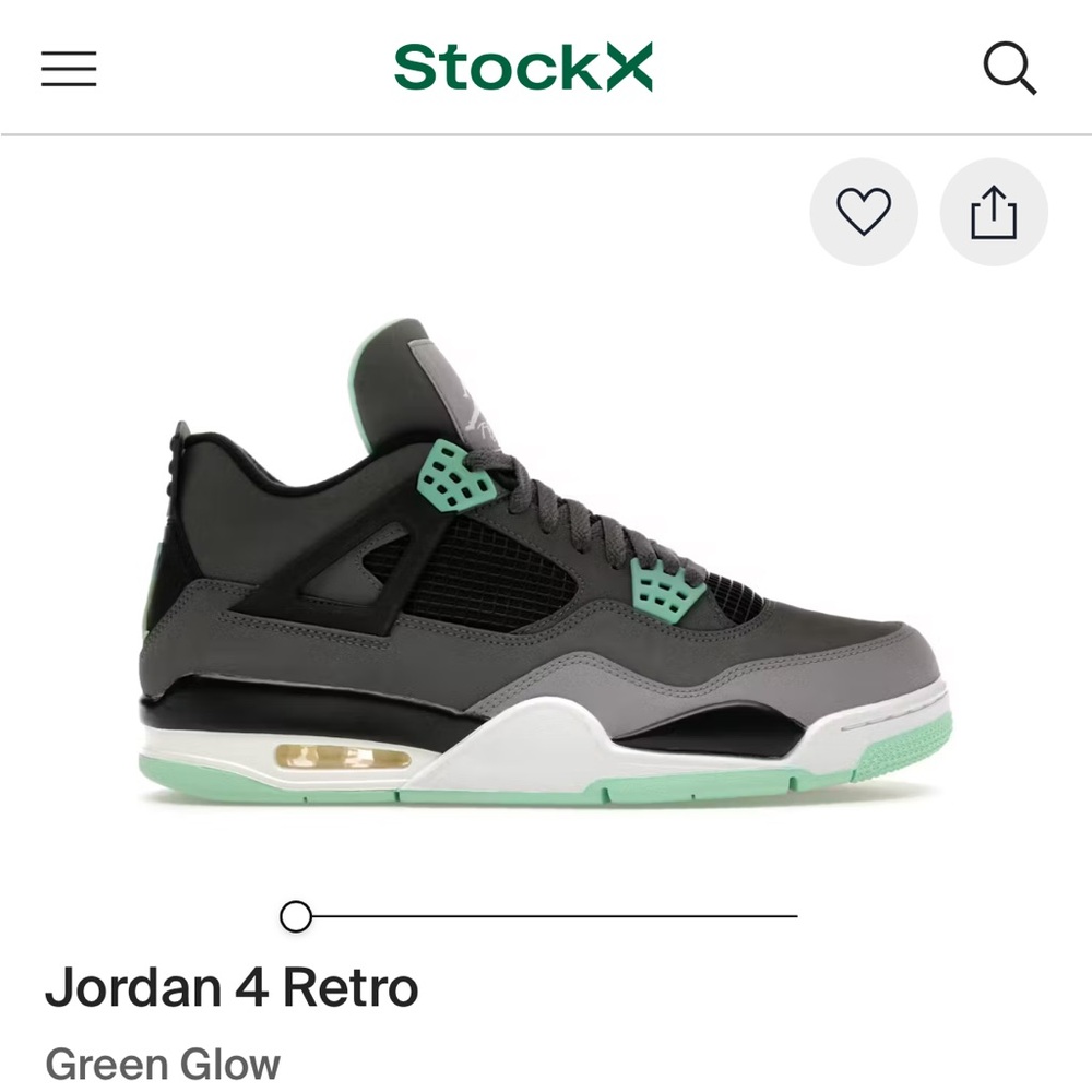 Green Glow Jordan 4’s slightly used mens 9.5